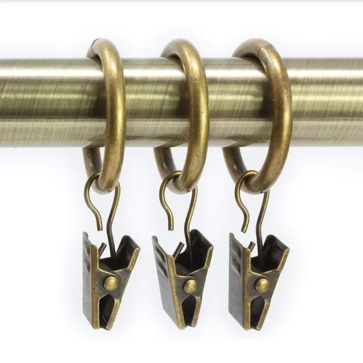 Antique Brass Metal Curtain Accessories Curtain rings hook clips for Shower Curtain Ring