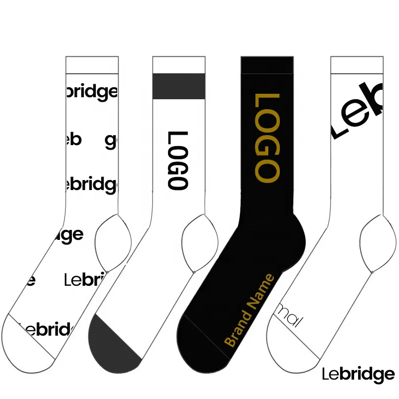 Lebridge High Quality Cotton Socks Custom Unisex Crew Socks Oem Personalized Design Your Own Logo Custom Socks