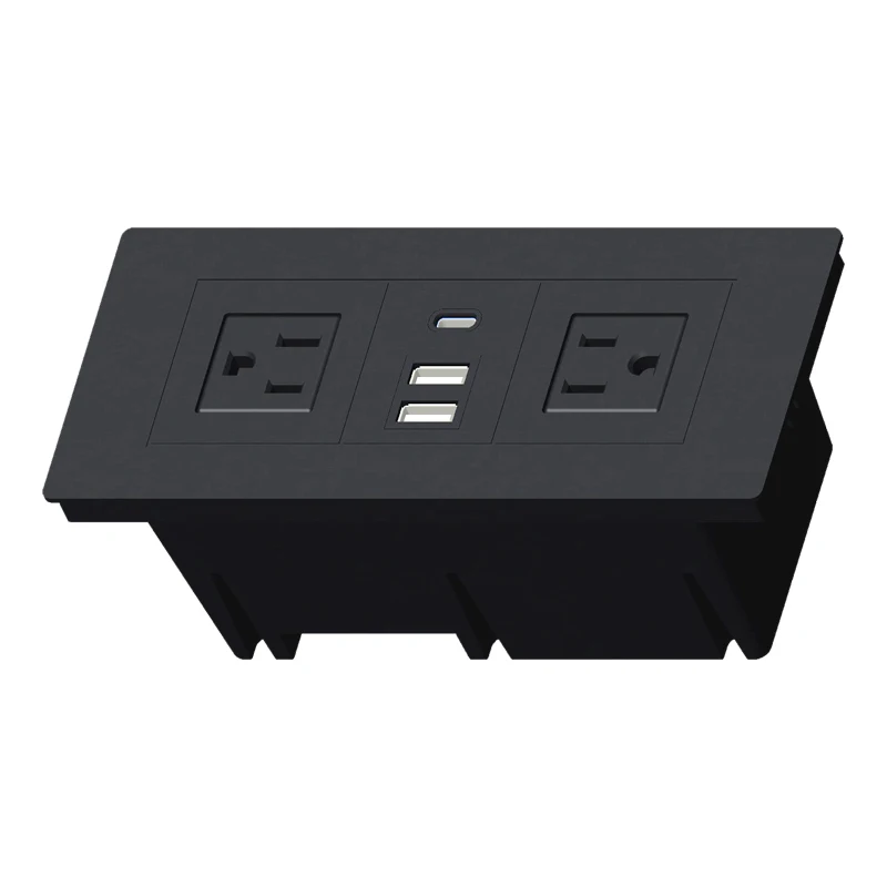 Flush mounted office furniture desktop power usb recessed rectangular UK power outlet socket /office desk US power panel socket