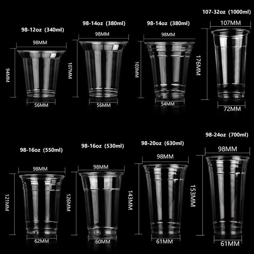 Eco-Friendly Compostable PLA Cups Biodegradable Plastic Clear cup for Coffee and Cold Beverages with Lids  Custom Logo