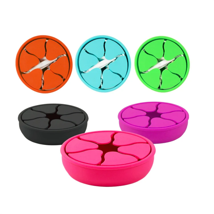 Compact Silicone Cable Organizer Earbud Cord Container Portable Earphone Holder Case with Winder Wrap