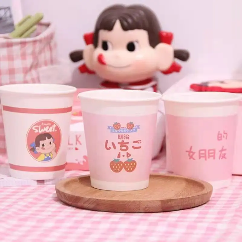 Disposable Coffee Cups Biodegradable Paper Tea Party Cup Takeaway Cute Design Hot/ Cold Drink Cup
