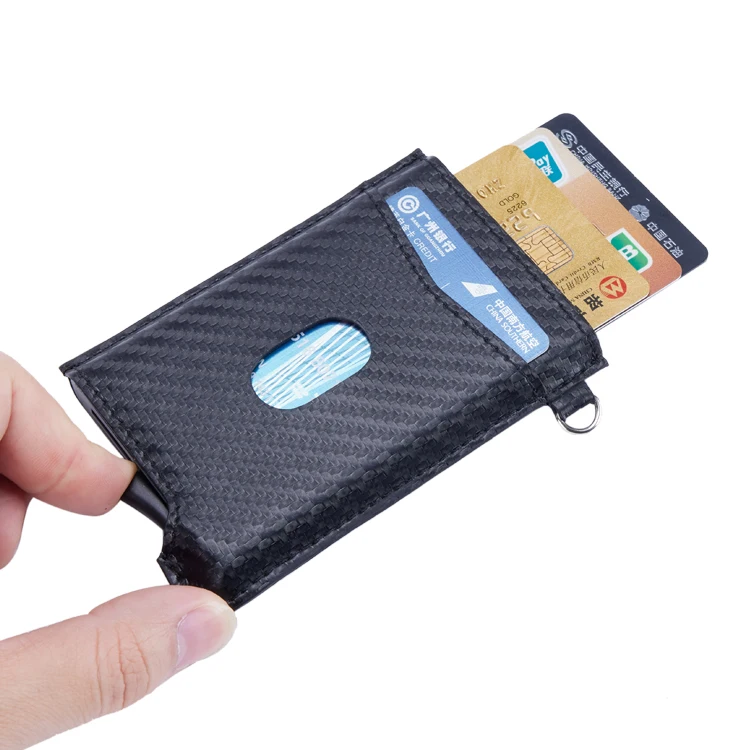 Microfiber RFID Blocking Carbon Fiber Automatic  Aluminium  pop up  Credit Card Holder