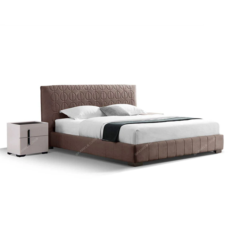 OEM Bedroom Furniture Soft Beds Full/Queen Size Wooden Frame Customized Leathered Fabric Soft Bed