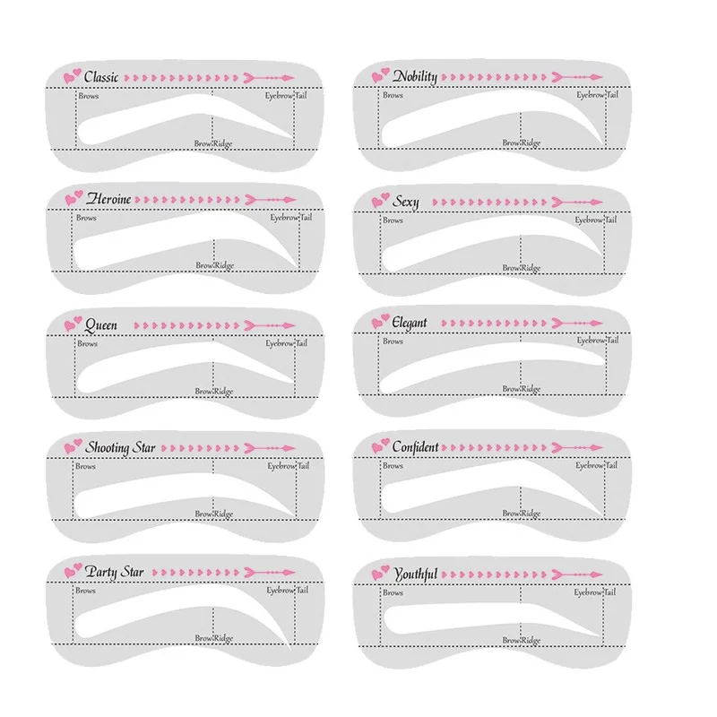 Cangli Beauty Eyebrow Definer Powder Stamp Makeup with 10 Reusable Stencils