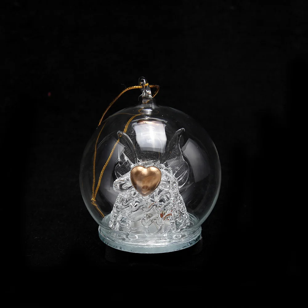 Christmas ornaments glass ball with angel Eco-friendly LED glass dome light angel Eco-friendly