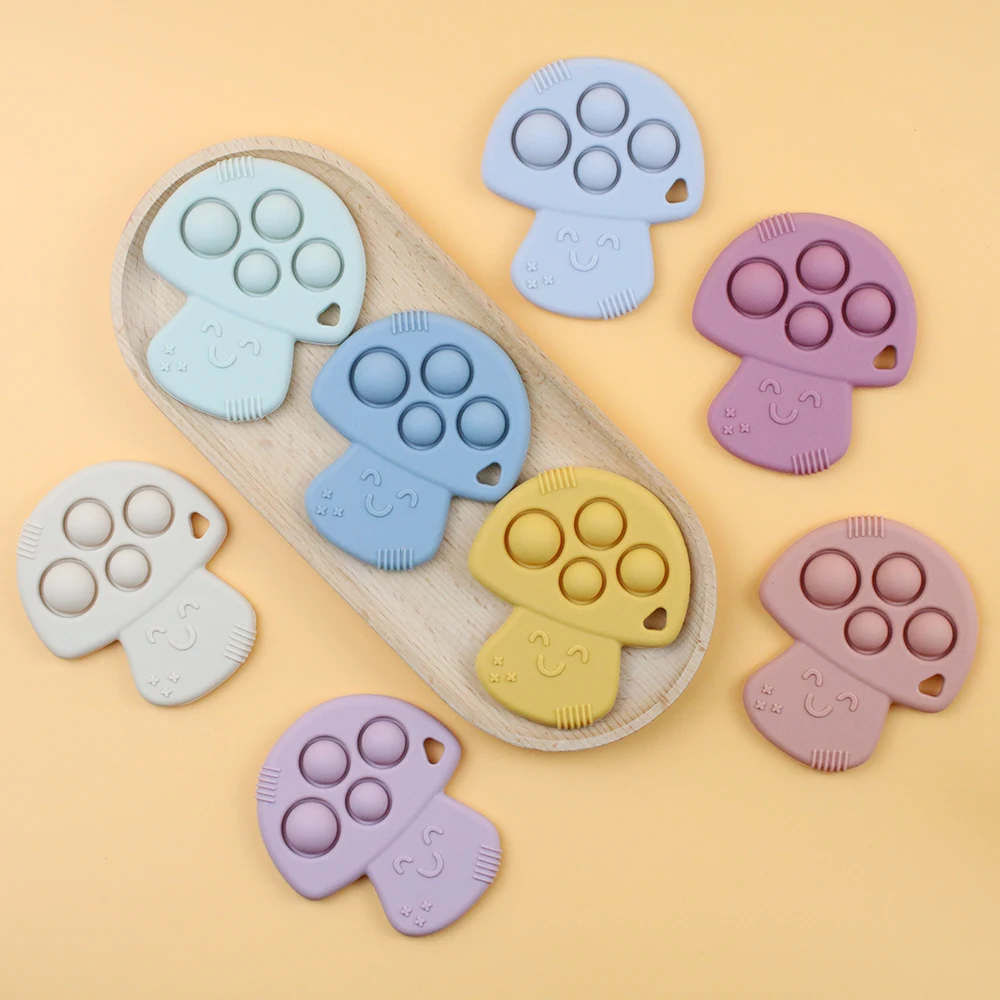 Custom Wholesale Manufacturer Silicone Lovely Kids Teething Toys Silicon Baby Pop Mushroom Teether Toys