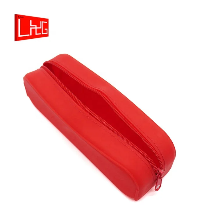 Wholesale custom printed logo students zipper pen bag large capacity silicone pencil case