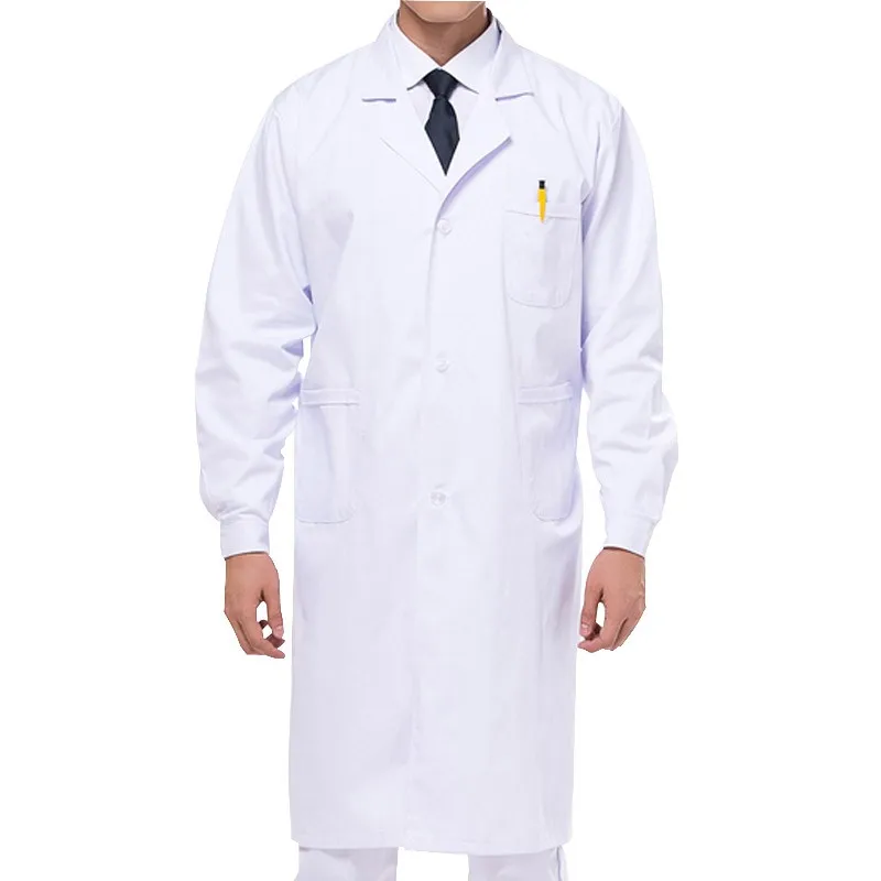 Белое пальто для мужчин и женщин с длинным рукавом Медицинская медицинская униформа медсестер коротким оптовая продажа медицинское