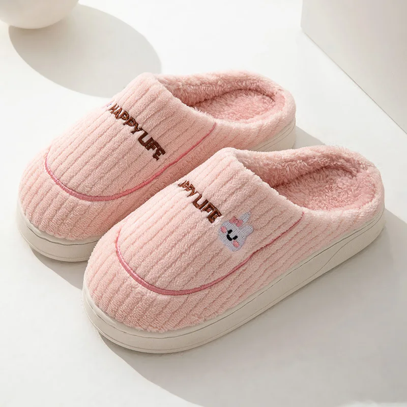 Cotton slippers lovers thick bottom cartoon cute cotton shoes home warm plush moon furry women winter wholesale
