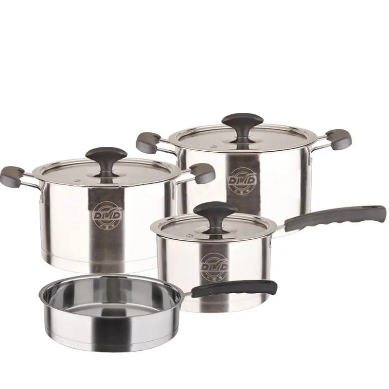 hot sale 4 pieces  stainless steel cookware set soup pot with lid for wholesale