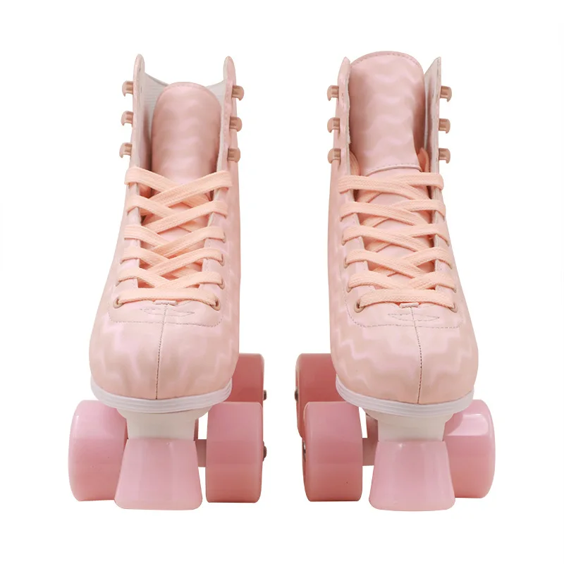 Новые стильные детские регулируемые двухрядные роликовые коньки розовые водные волнистые роликовые коньки для девочек четырехколесные скоростные коньки