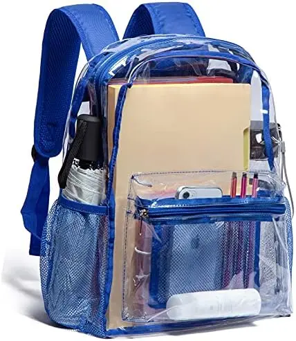 Clear Backpack Heavy Duty PVC Transparent Backpack with Reinforced Strap for College Workplace