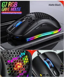 Amazons hot G7 74g light weight RGB gaming mouse 7D buttons touch wired Esports mouse mini mouse