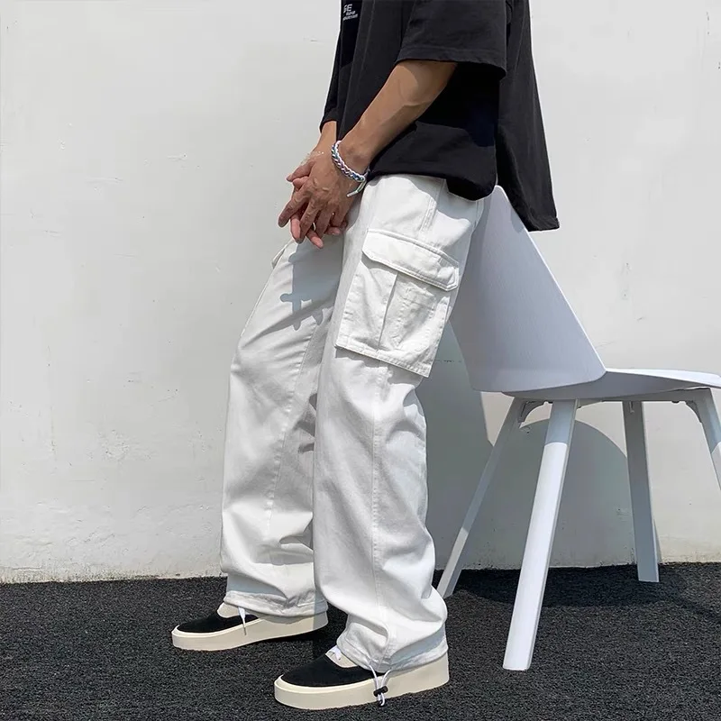 XINBO Wholesale Fashion Pockets Loose Straight Trousers Pantalones Wide Leg Cargo Pants Streetwear Casual Pants For Men