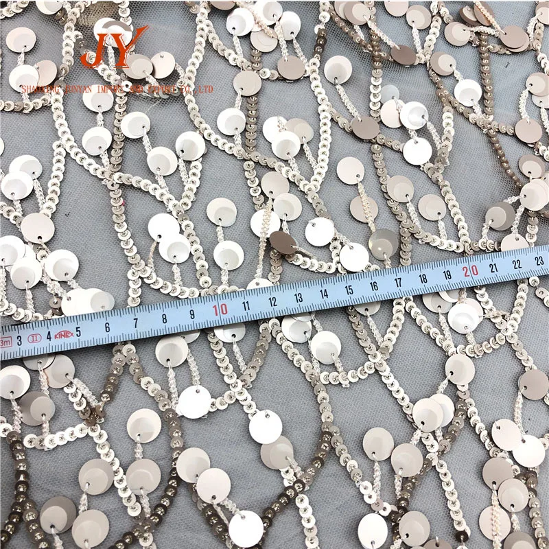 FREE SAMPLE CG006# Custom Made Hanging Extra Large Sequin Embroidery Fabric READY GOODS