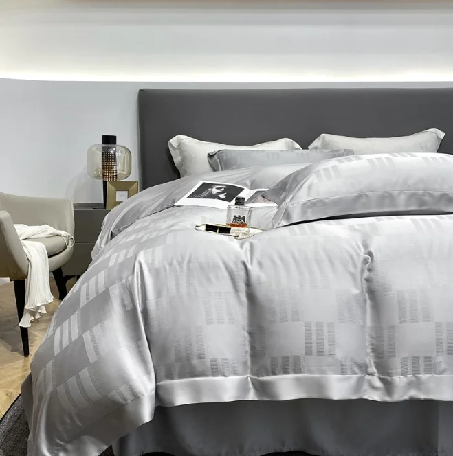 Fast Delivery Bedding Set Smooth Comforter 4 Pcs Bedding Set Jacquard Pattern Bed Sheets