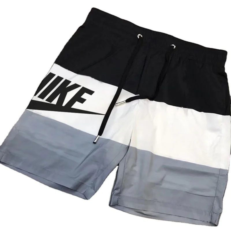 
Low MOQ fashion sport style quick dry breathable spandex mix colocblock summer custom gel printing logo men sport swear shorts 