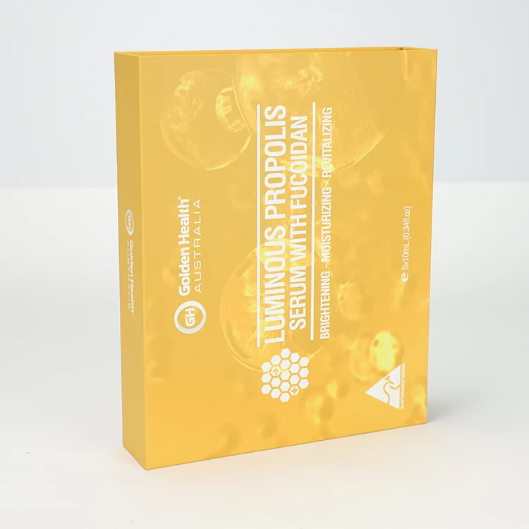 Custom Yellow Magnetic Closure Cosmetic Skin Care Serum Bottle Packaging Cardboard Paper Box with EVA Insert