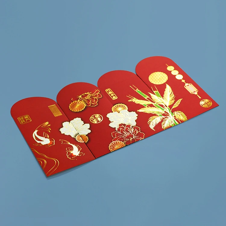 2024 New Design Custom Hight Quality Hot Stamp Red Envelope Wedding Wallet Envelope And Red Packet For Gift Cards