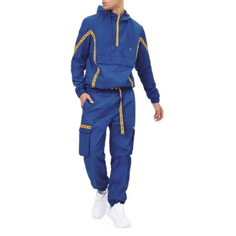 Popular Design Nylon Track Suit Men Cotton Velour Sweatsuit Logo Tracksuit
