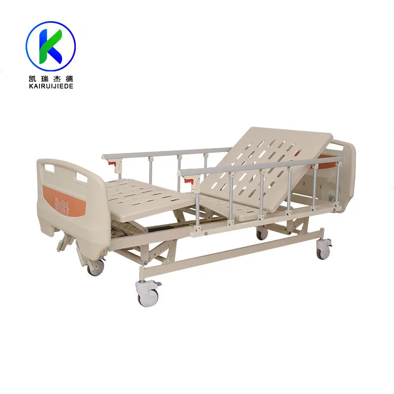 Multi function single and double swing 3 crank manual paramount hospital bed with automatic toilet