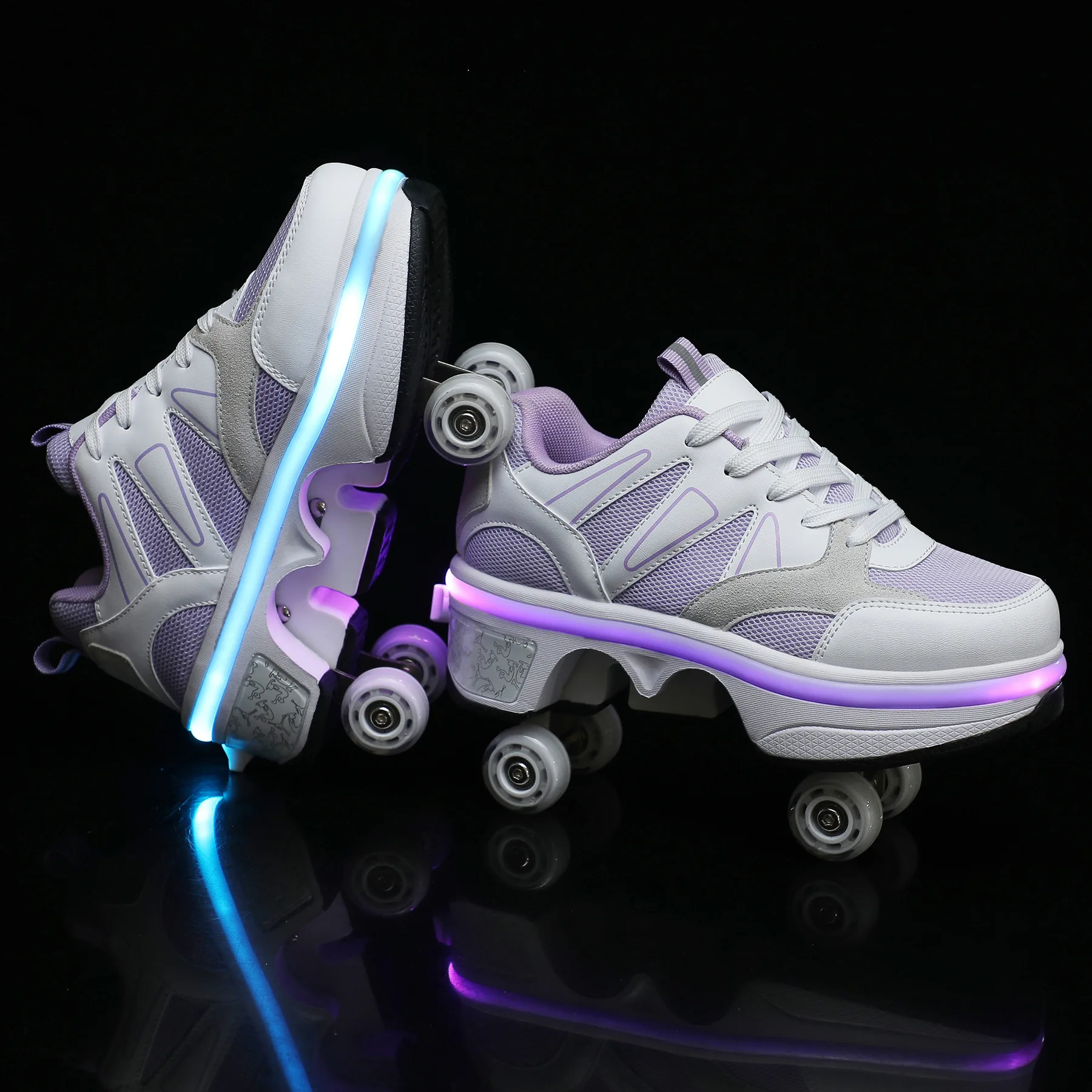 New design Skate With Wheels Led Luminous Deformation Roller Shoes for wholesales wholesale shoes