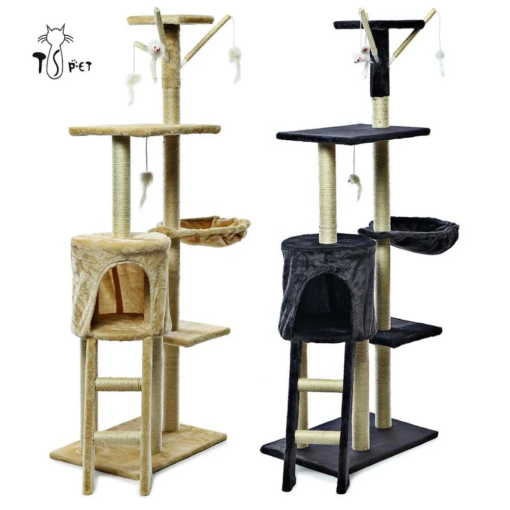 Cat Product Scratching Post Pole Durable Sisal Rope Cat Scratcher Tree Plush