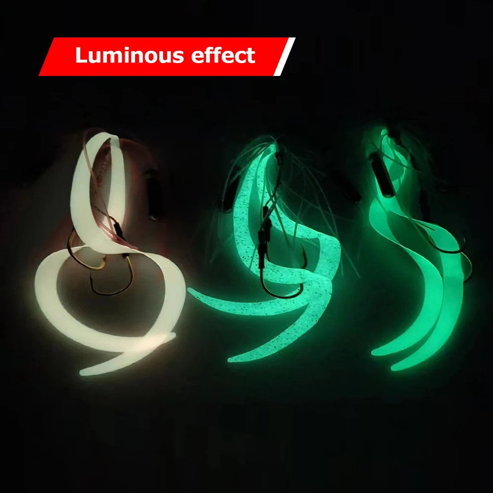 Tolure 4.8g Silicone Skirt Bait Jig  luminougs Replacement Twin Hook Spare Hooks Slider Rig Trailer Lure Assist Hook