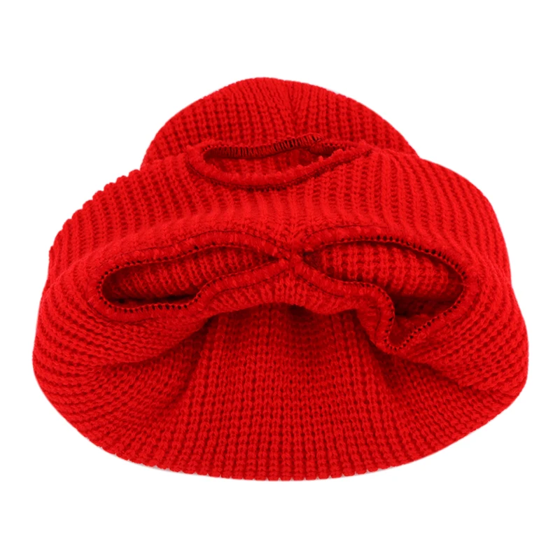 Wholesale Face Hat Female Beanie Designer 2022 Custom Knitted Baclava Polyester Thick Thermal Spandex Plain Ski Mask