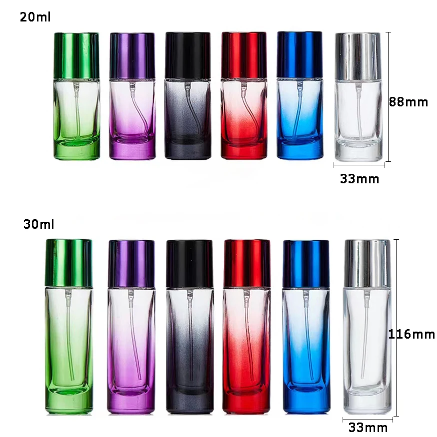 20ml 30ml Black Green Cylindrical Glass Fine Mist Spray Perfume Bottles Empty Atomizer Spray Bottle with Screw Cap