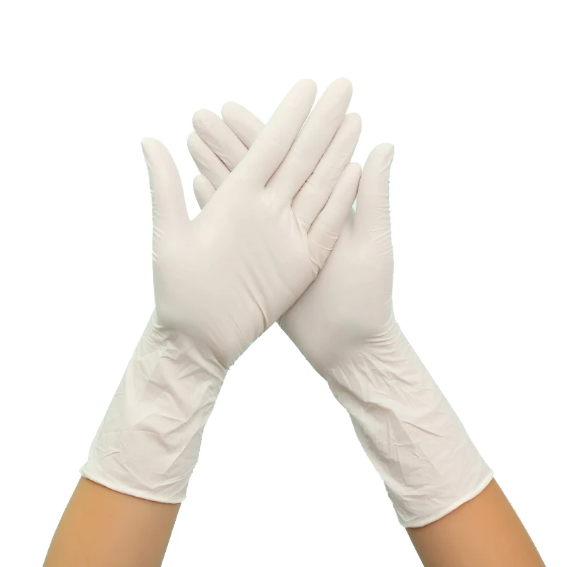 Factory Direct High Elastic Disposable Latex Gloves Natural Rubber Examination Gloves Waterproof Function MOQ 100pcs