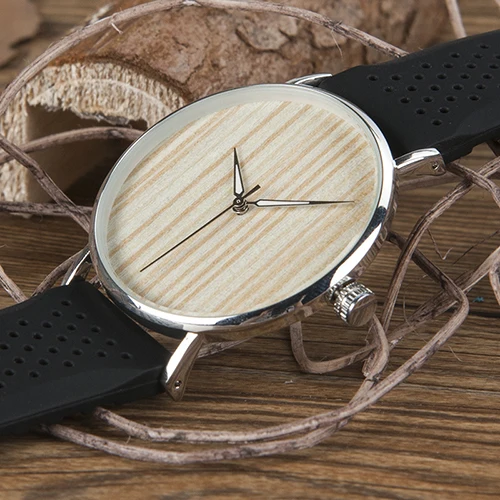High Quality BoBo Bird Wood Face Dial Silicon Strap Custom Logo Japan Miyota Quartz Movement Wood Wrist Watch