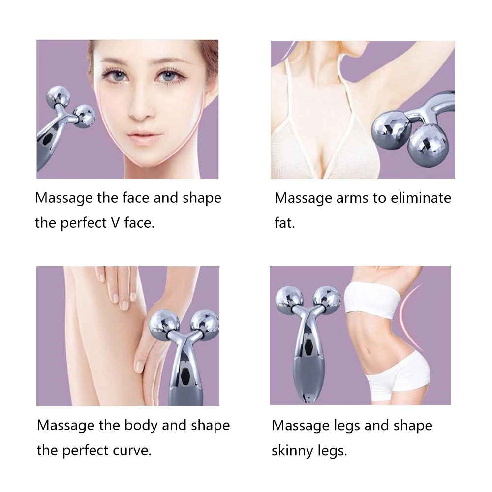 Reduce Wrinkles Y Shape Metal Handled V Face Lifting 3d Face Massage Roller