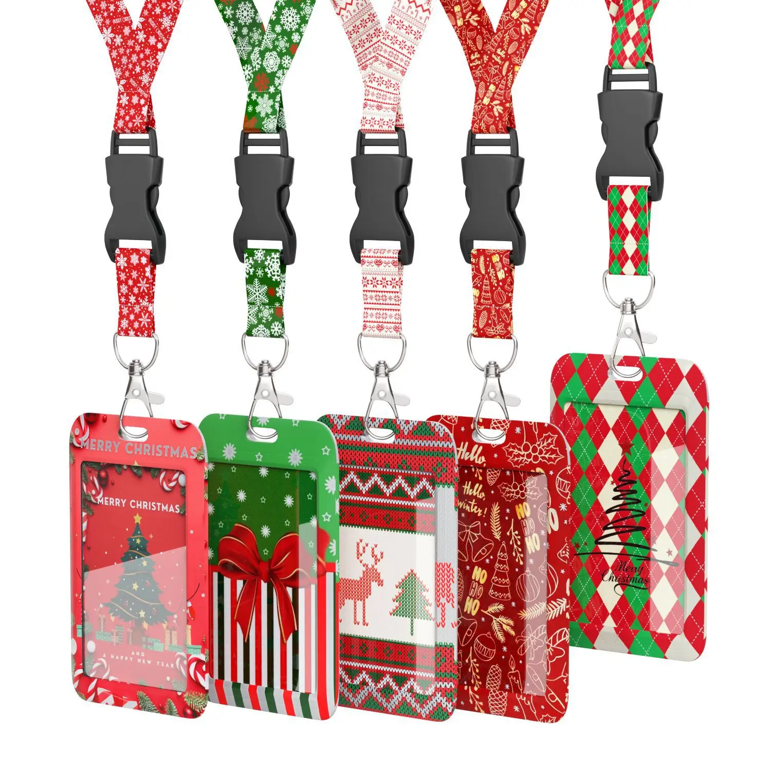 2024 Christmas Series Card Holder Customizable   Bus  Student Meal & ID Card Holder  UV Printed Chest Plastic Cardholder