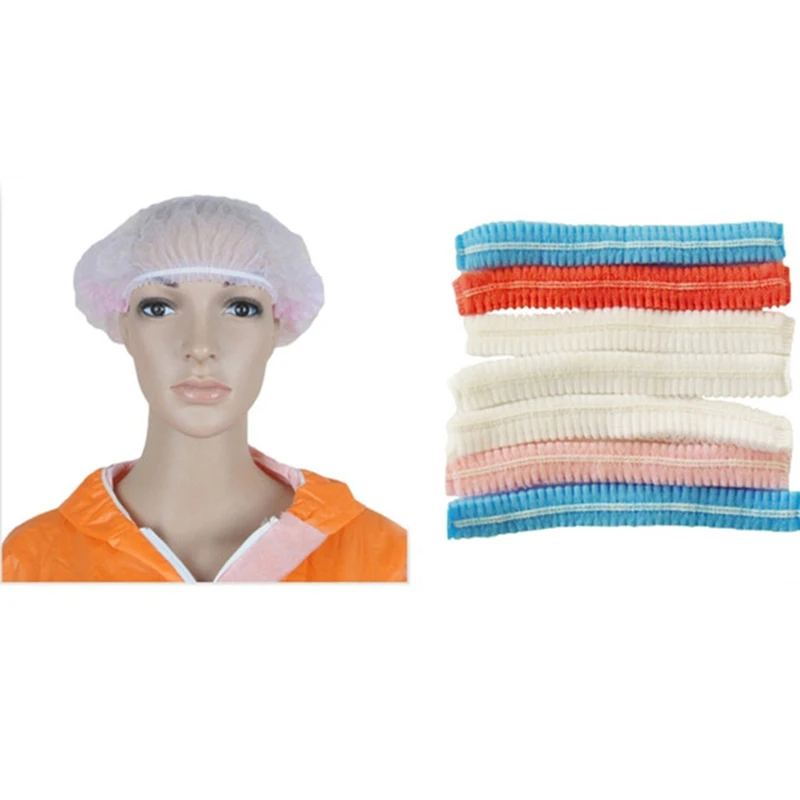 Disposable Non woven strip clip cap bouffant head cover Hair Net surgical doctor hat Round mob cap