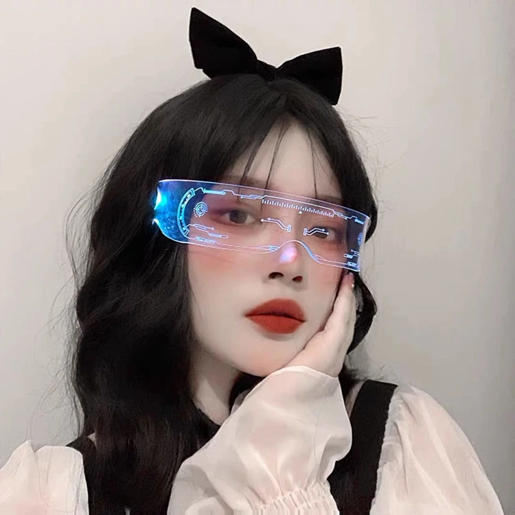 Light Up Glasses  Led Visor Glasses with 7 Colors and 4 Modes, Luminous Glasses for Halloween Cosplay Party