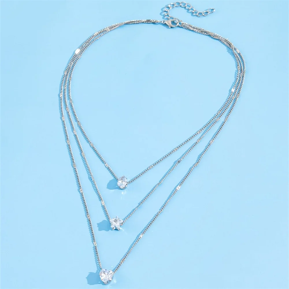 Hot Sale Fashionable Multi-layered Clavicle Chains for Women Love Heart Star Droplet Pendants Necklaces Jewelry Gifts