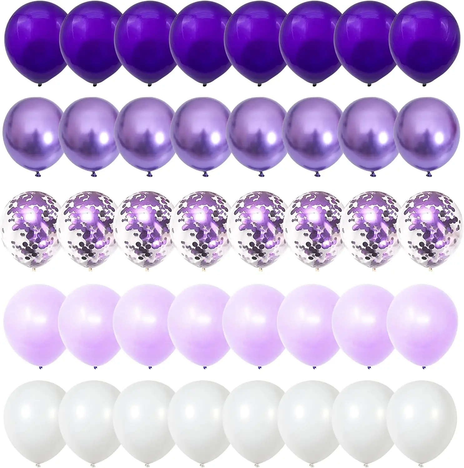 60pcs30.48cm dark purple light purple metallic chrome purple confetti balloon set Girl Ladies Wedding Birthdayr Bride