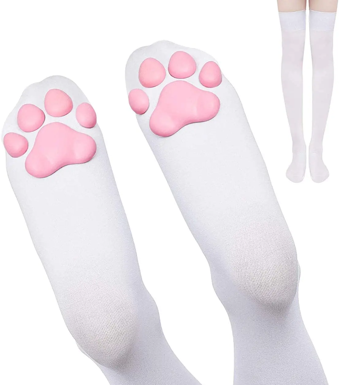 
Cat Paw Socks White Thigh High Socks for Girl Cute 3D Animal Lolita Socks Kitten Claw Stockings Cosplay 