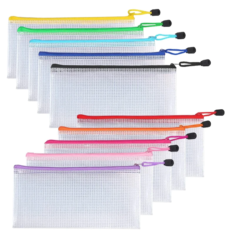 Zip Envelopes Clear PVC A6 Pencil Case Bag For School Office Supplies
