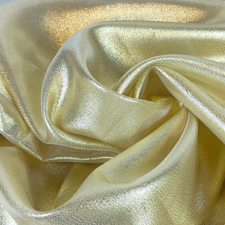 Modern Fashion Golden Glossy Fabric Organza Champagne Lurex Metallic Fabric