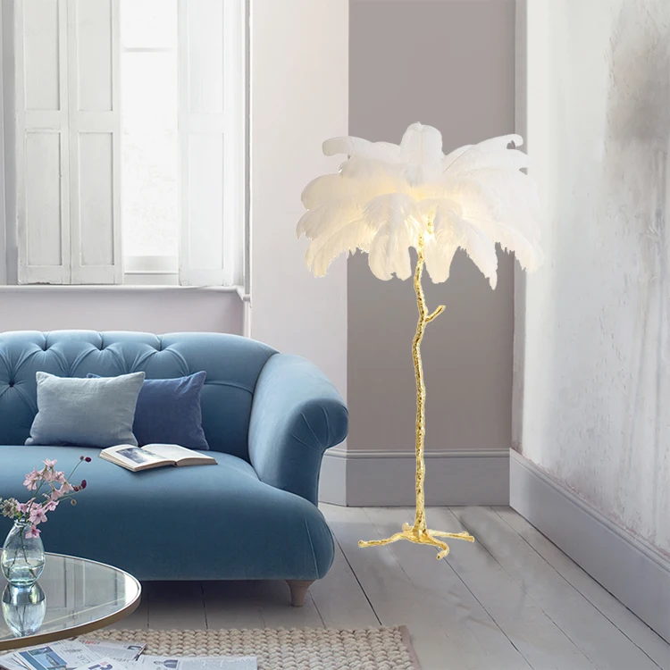 Home Decoration Modern Tree Standard Lights Feather Floor Lamp For Hotel For Living Room