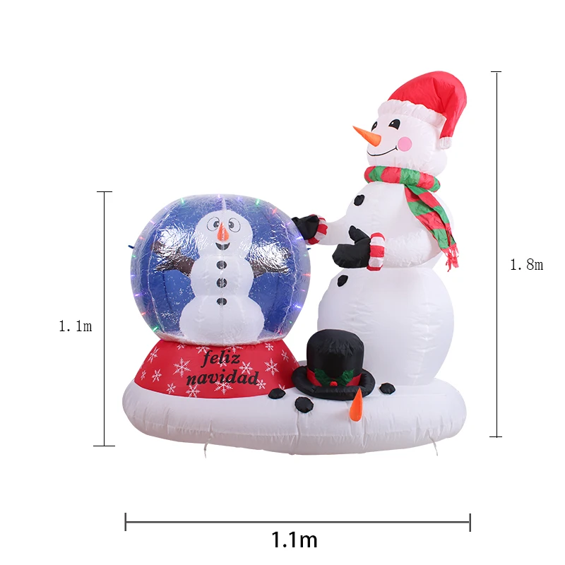 
 Надувной Рождественский снежный шар с Санта-Клаусом, снеговиком, 1,8 м/6 футов  