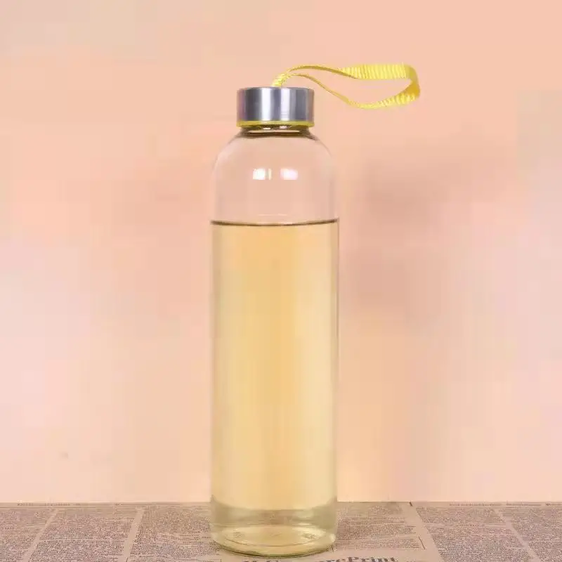 Multi-Size Colorful Wholesale with Cover Glass Water Bottle Clear Drinkware Cheap Glass Water Bottle