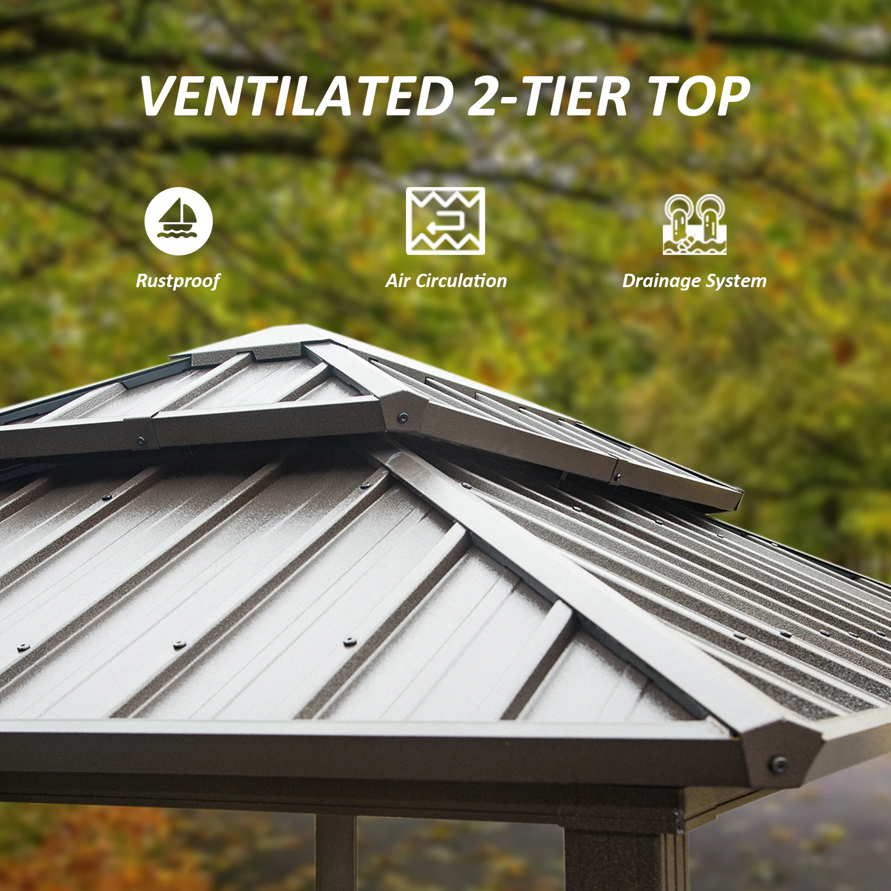Outdoor Furniture Chinese Vintage Strong Pavilion Party Tent Hardtop Roof Gazebo