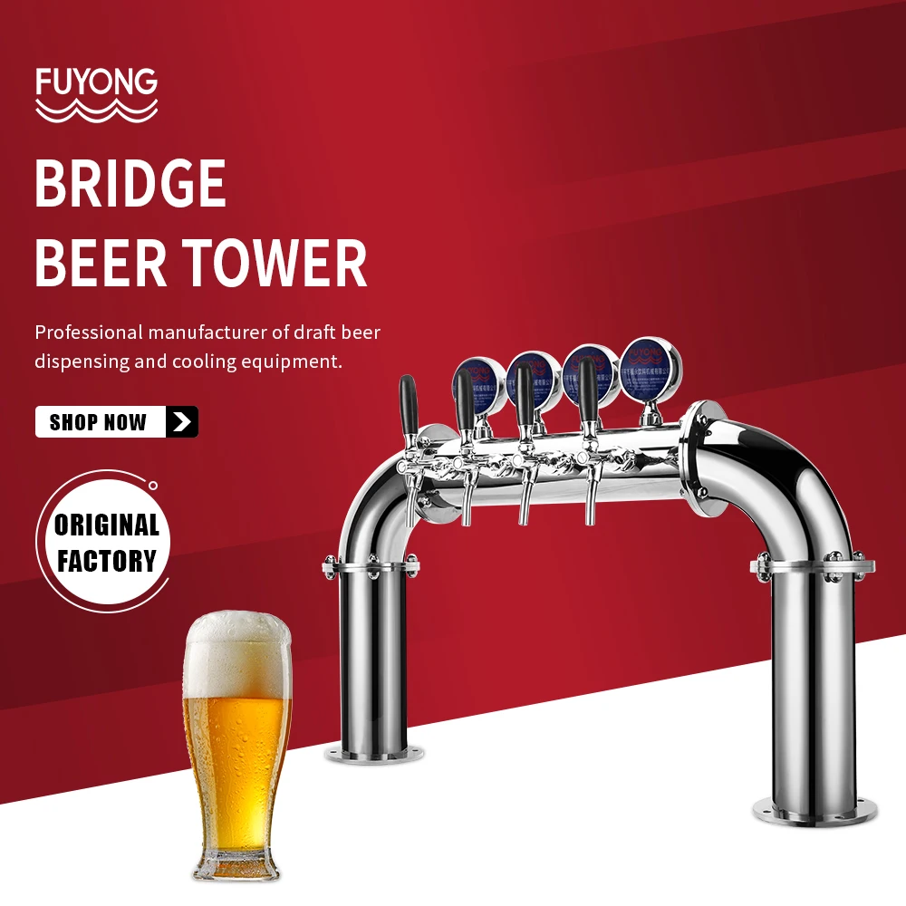 Beer Kegerator Dispenser U Type 4 Tap Beer Tower Column Draft Keg Beer Font