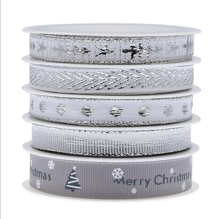 
Printed Christmas ribbon gift wrapping Christmas tree decoration embroidered jacquard ribbon 