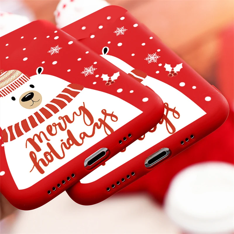 Cartoon christmas style Phone Case for iPhone 14 13 12 11 Pro XR X Xs Max 8 7 Mini Frosted Silicone Cases Soft Back Cover
