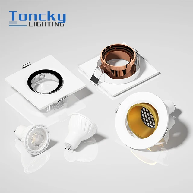 Factory recessed round downlight low price White /Black PC lamp body indoor GU10 MR16 bulb Spot Down Light fixture
